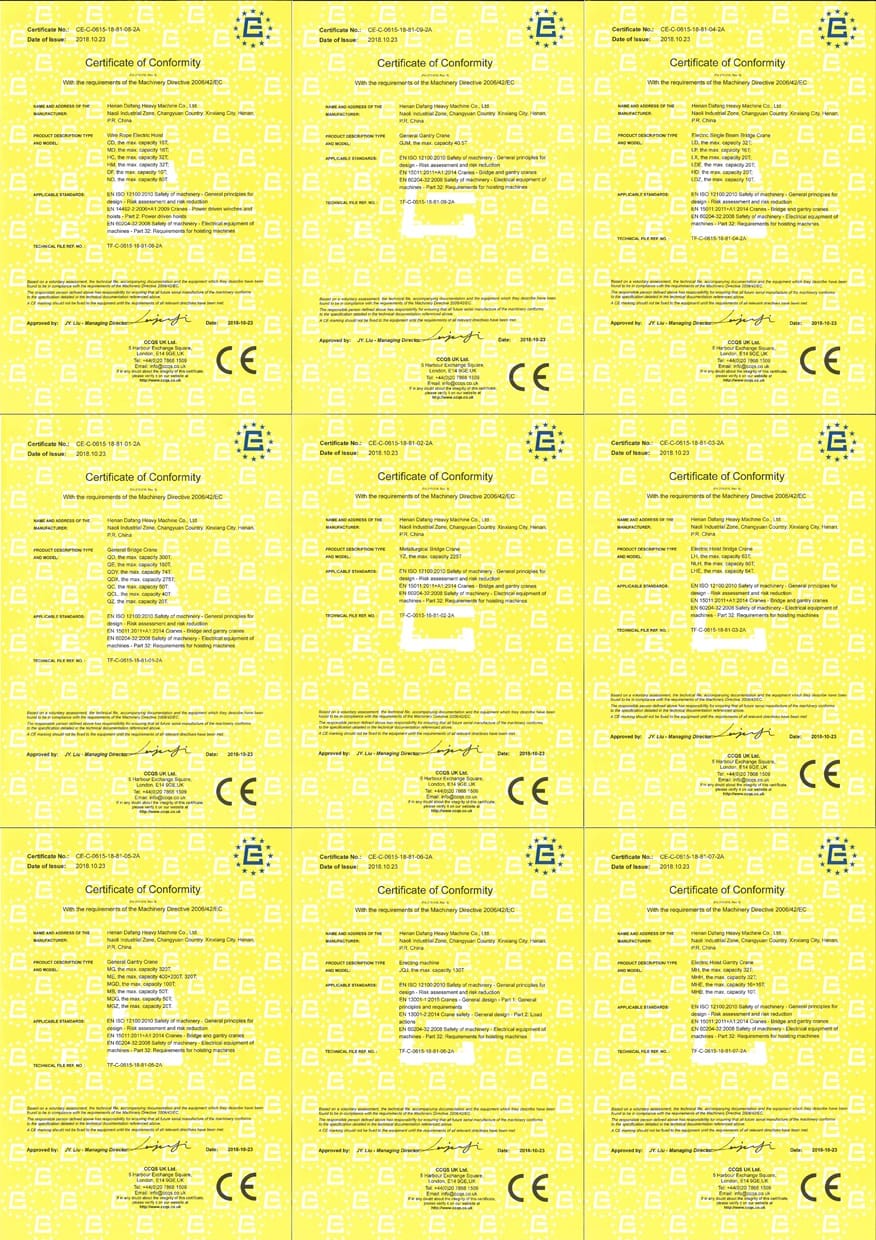 CE Certificate Dafang Crane
