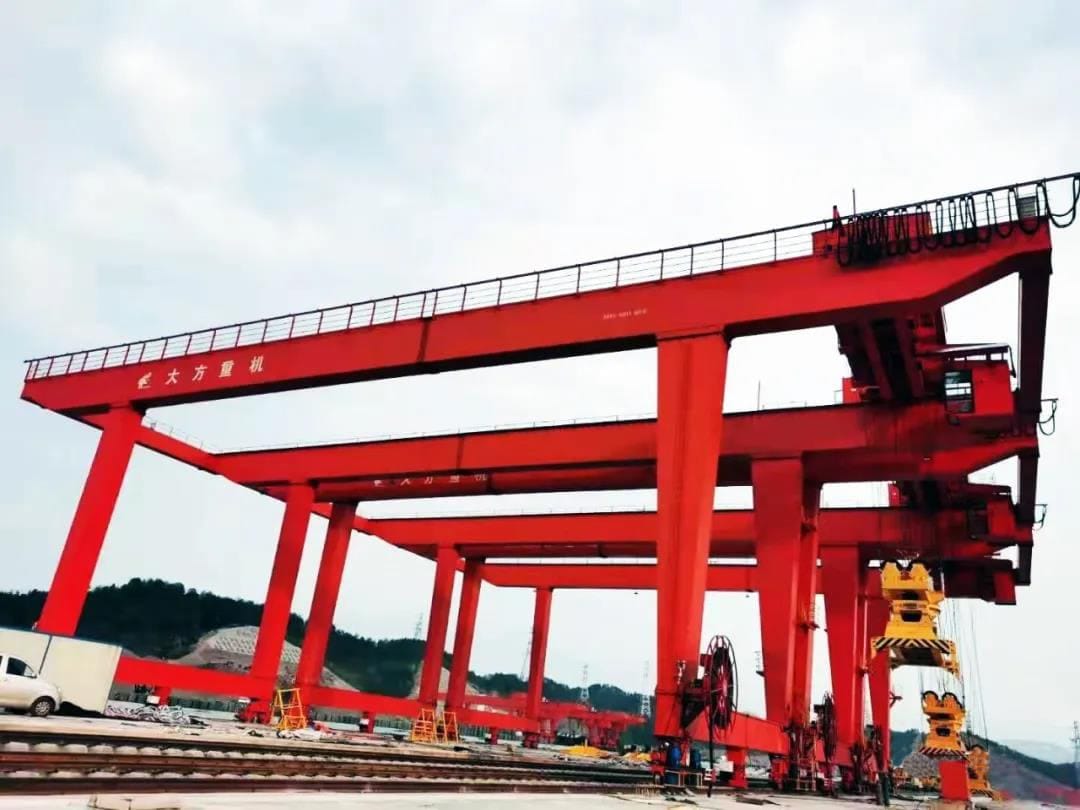 Three GJM40.5t container gantry cranes serving a project of China Railway Electrification Bureau